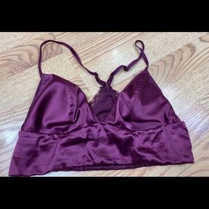 Victoria’s Secret Purple Sateen Tback Bralette Size Medium Side Closure